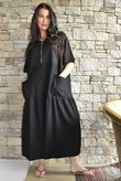 Rustic Nature Linen Blend Smock T Shirt Dress Black